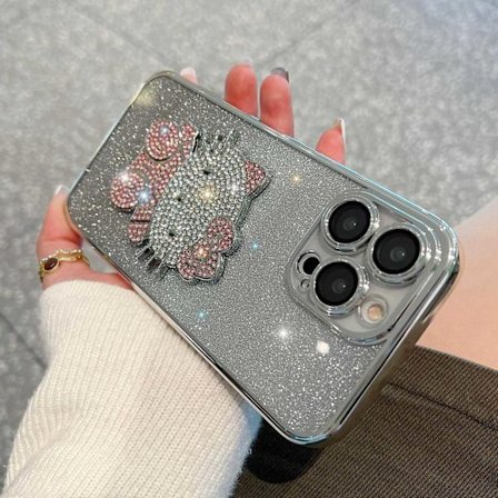 iPhone 17 Pro Silver Linsskyddsfilm Fodral Lyx Stjärndiamant Glitter