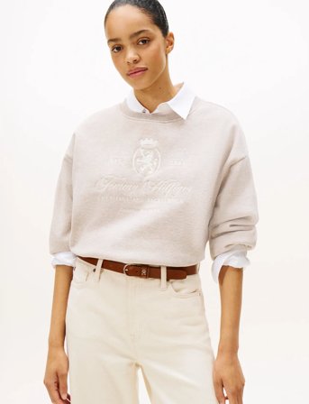 Tommy Hilfiger Varsity Crest Fleece Swtshrt - Beige - L