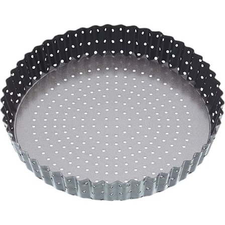 Harmaa, 25 cm, tarttumaton irrotettava uurrettu kakkuvuoka/quiche-vuoka,