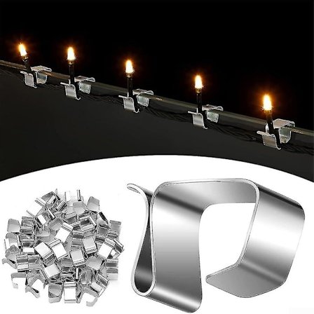 50 stk. tagrender til julelys, rustfrit stål julelysklips, tagrender til julelys til udendørs dekorative lys