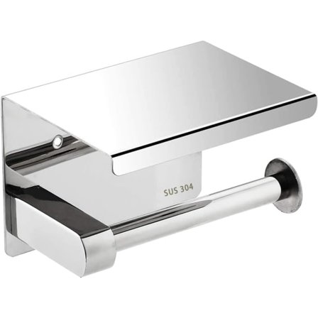 Galaxy Toalettpappershållare med hylla, rostfritt stål, toalettpappershållare eller borr