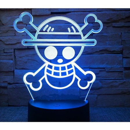 One Piece Anime-serie Touch-fjärrkontroll Kreativ 3D Nattlampa Sänglampa B usb Touch Färgrik