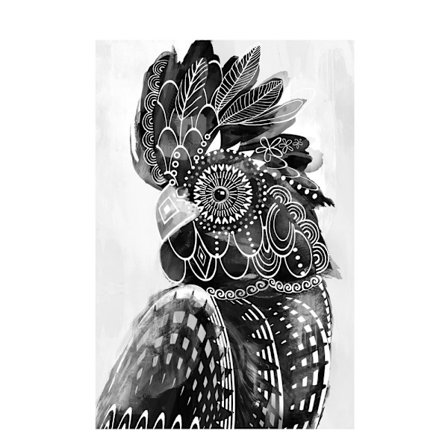 Sort-hvid papegøje lærredskunst, 80x120 cm