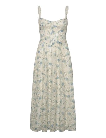 Adaline Broderie Midi Dress Cream Bardot