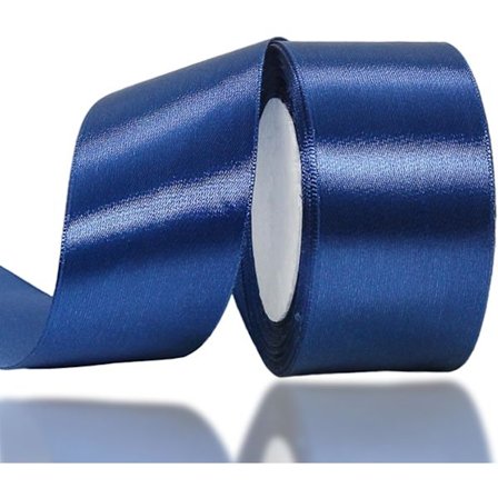 Mørkeblåt bånd 50 mm til gaveindpakning 22 m, mørkeblåt satinbånd 50 mm bredt til at lave kagedekorationer, hårsløjfer, polyesterbånd juledekoration,