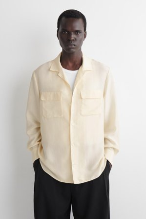COS Homme Chemise En Soie Style Utilitaire in Jaune