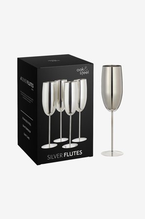 Oak & Steel - Samppanjalasi 4-pack - Hopea - Viinilasit - - Homeroom