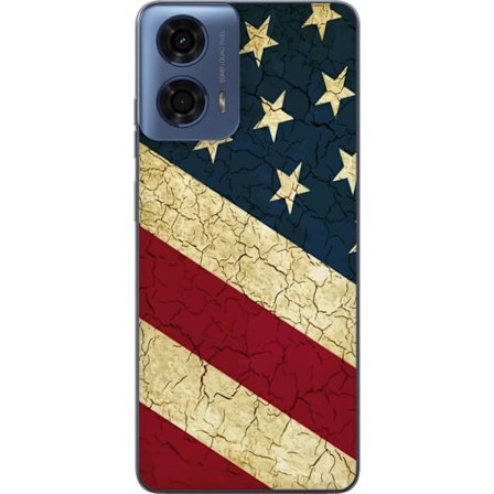 Motorola Moto G24 Gennemsigtig cover USA-flag i vintage-stil, amerikansk flag med revnet tekstur perfekt til retro-patriotiske og grafiske motiver