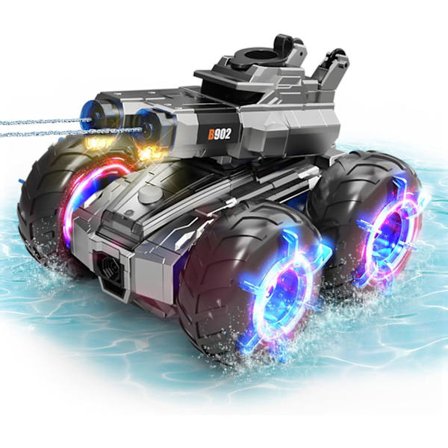 2025 Senaste Modell Amfibisk Fjärrstyrd Bil med Vattenpistol, Vattentät Monstertruck Rc Båt Vattentank Poolleksaker, Geststyrning