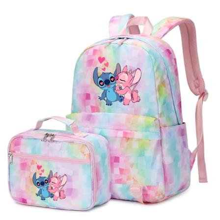2 stk Disney Lilo Stitch Multi Pocket Ryggsekk med Matpose Ryggsekk style 5