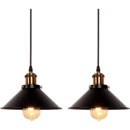 /EA/To sæt industrielle retro sorte jern pendellamper, velegnet til køkken, bar, balkon - Perfekt-max