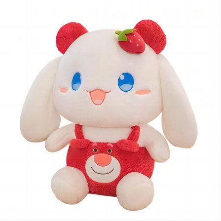 Langøret jordbær kanin bamse dukke siddeposition plyslegetøj til piger og børn fødselsdagsgaver(50cm)