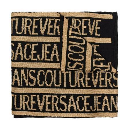 Versace Jeans Couture, Scarf Logo Lurex Brązowy, Kobieta, Rozmiar: ONE Size