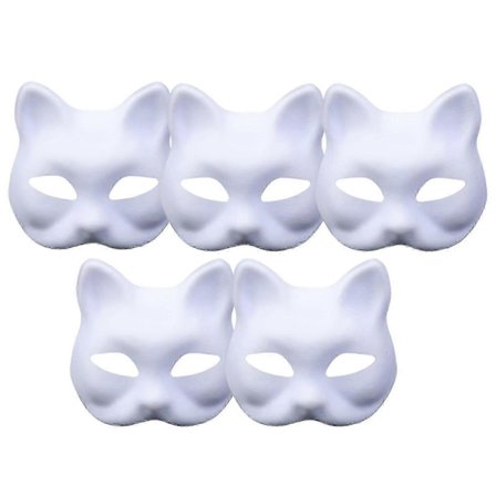 Therian Maske Kat Maske, DIY Blanko Hvidt Papir Kat Masker til Dekoration, Kan Tilpasses Graffiti-klare Designs, Ideel til Håndmaling Cosplay Juni 