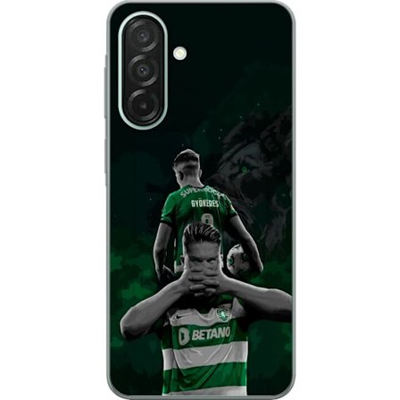 Yhteensopiva Puhelinkuori Samsung Galaxy A26 Neonmotiivi, jossa teksti "Gaming is in my DNA" sinisenä ja punaisena tiiliseinällä, jossa loistava DNA-s