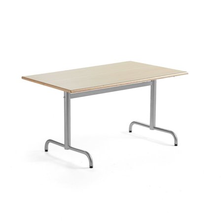 Table PLURAL, 1200x800x600 mm, noise reducing high pressure laminate, birch, silver