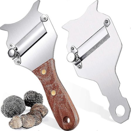2 Stykker Trøffelkutter Justerbart Blad Palisanderhåndtak Rustfritt Stål Ost Sjokolade Trøffel Høvel Trøffelkutter