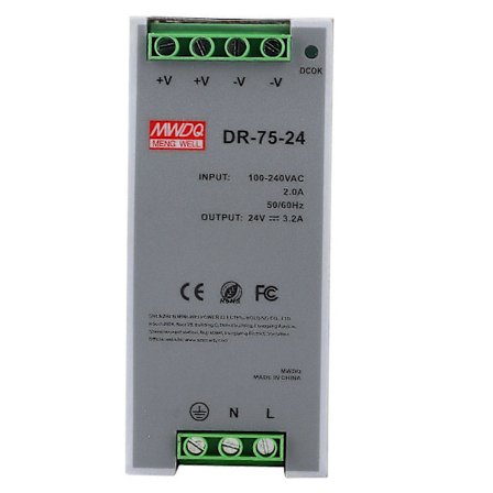 DR-75-24 75W Enkel Utgang 24V DIN-skinne Strømforsyning AC/DC Switching Strømforsyning