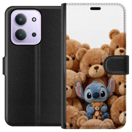Kompatibel Tegnebogsetui til Xiaomi Xiaomi Redmi 15C Sød og sikker illustration med Stitch omgivet af bamser, der skaber en varm og legende følelse