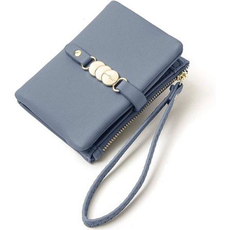 Dame-lommebok liten Rfid Bifold-lommebok, damelommebok for pengekort, myntlomme med håndstropp