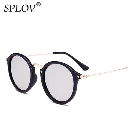 SPLOV Nyanlända Runda Solglasögon Retro Män Kvinnor Märkesdesign Solglasögon Vintage Beläggning Speglade Oculos De Sol UV400
