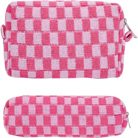 2 stk. ternede kosmetiktasker penalhus bærbar rejse toilettaske ternede penalhuse makeupbørster opbevaringspose papirorganisator
