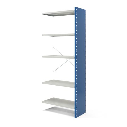 Regalsystem MIX, Anbaumodul mit geschlossenen Seiten, 2100 x 800 x 600 mm, grau/blau