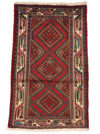 Orientalisk Hamadan Matta 70X120 Svart/Mörkröd Ull, Persien