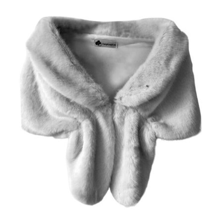 Vinter Elegant Dame Imitert Pels Kappe Brud Imitert Pels Frakk Kvinner Bryllup Sjal Aften Fest Wraps Slim Pels Skulder Kapper