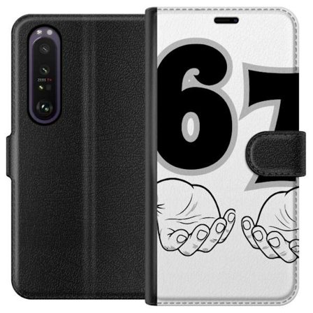 Yhteensopiva Lompakkokotelo Sony Xperia 1 III 67 meemikädet graafisesti mustavalkoinen kuusi seitsemän käsien kuvaus muodikas moderni esteettisyys