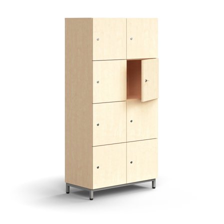 Schließfachschrank QBUS, 1636x800x420 mm, Silber, Birke
