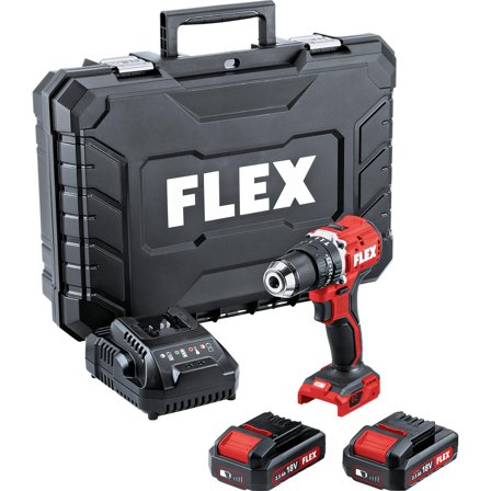 Flex PD2G 18.0-EC LD SET Boremaskine Og Skruemaskine med 2 stk. 8 Ah batterier, oplader, Maskiner