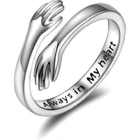925 Sterling Silver Dam Hug Ring Jag Älskar Dig För Alltid Hug Ring Justerbar Ring Smyckesgåva Tonårspar Hug Armband Silver