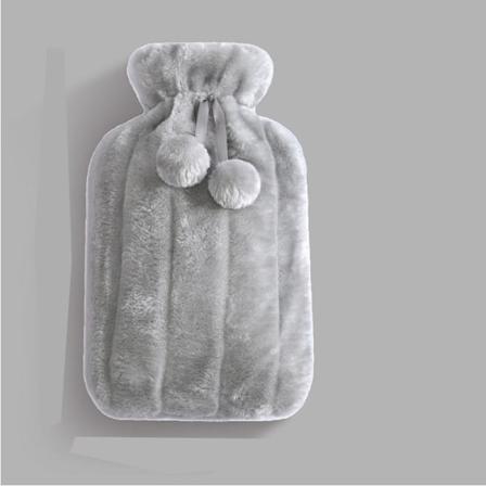 Varmtvannsflaske, 2L Varmtvannspose med mykt og fluffy trekk, Varmtvannsflaske for baby, Gir varme og komfort Gray stripes