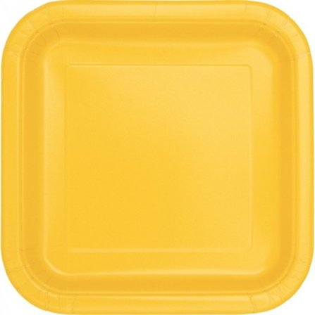Firkantede Tallerkener Gule 16-pak