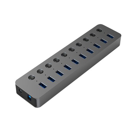 Blueendless USB3.0 HUB Multi USB Splitter 7/10 Port Expander 12V Strömadapter Multipla USB3.0 Hub med Strömbrytare LED-lampa