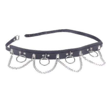 Midjebelte i skinn, svart punk-kroppskjede, beltekjeder, motesmykker og tilbehør