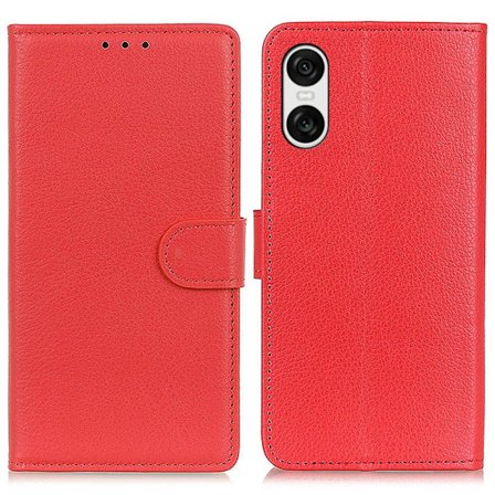 Sony Xperia 10 VI Litchi Läder Fodral Röd