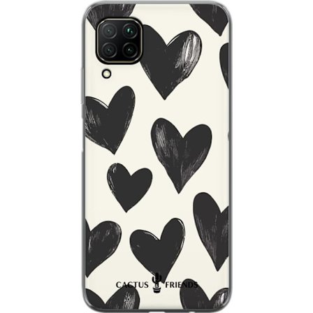 Kompatibel Mobilcover til Huawei Huawei P40 lite Cactus and Friends - Bold Black Love Pattern