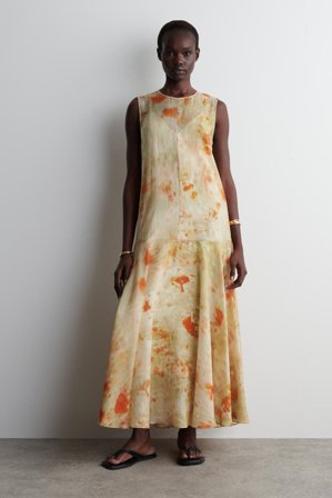 COS Women's Sheer Floral Print Maxi Dress in Pink