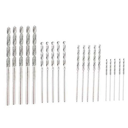 Diamantborsett med 20 deler i 4 størrelser 1mm 1,5mm 2mm 2,5mm Twist Tip Smykker Strand Havglass Skjell