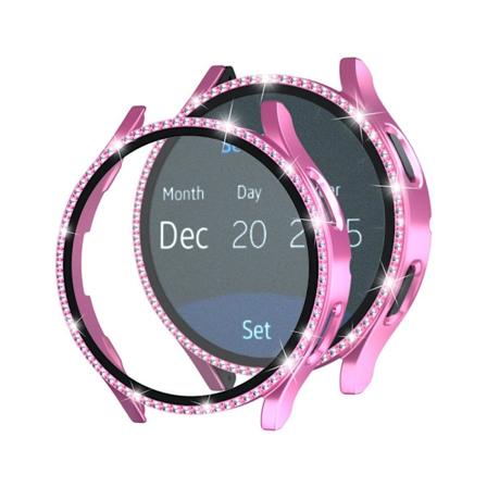 Bling Case til Samsung Galaxy Watch 5 40mm, Hård PC Krystal Diamant Ramme Beskyttelsesetui + Hærdet Glas Skærmbeskytter Film