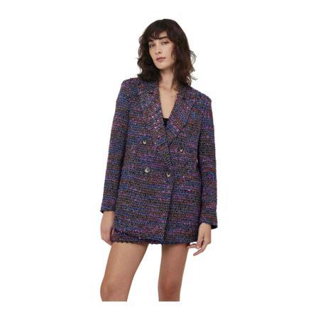 Silvian Heach, Double-breasted tweed blazer Fioletowy, Kobieta, Rozmiar: 3XS