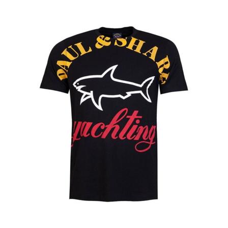 Paul & Shark, T-shirt With Big Print Zwart, Heren, Maat:S,Katoen