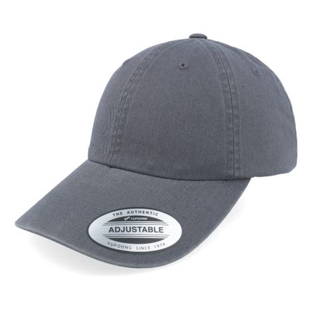 Yupoong - Grå unconstructed Keps - Low Profile Garment Wash Grey Dad Cap @ Hatstore