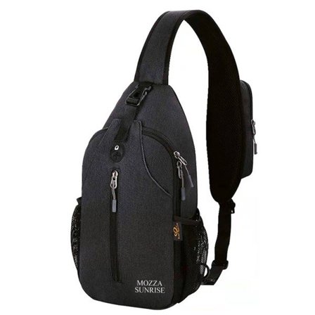 Crossbody Strap Ryggsäck Sling Bag Resevandring Bröstväska Ryggsäck Mörksvart