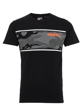 Core Logo Camo Stripe Tee Black Superdry