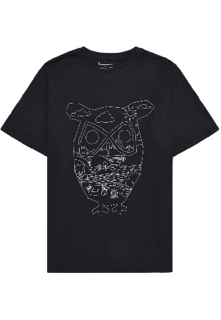 Knowledge Cotton Apparel Front print t-shirt T-shirts Herr Blå L