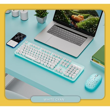 Retro Punk Gaming Tastatur 2.4G Trådløst USB Gaming Tastatur og Mus Sett