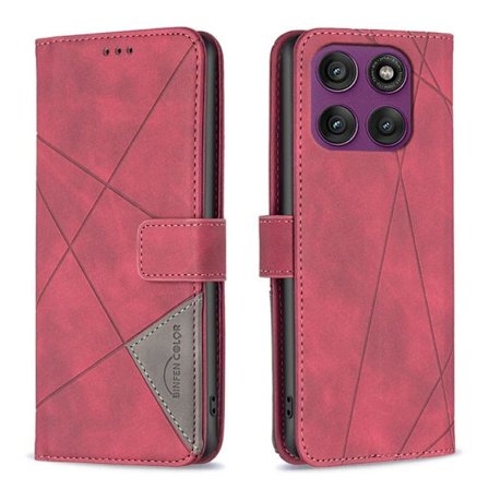 Motorola Edge 60 Pro Skal med Magnetisk Spänne och Rhombus Textur i Läder Fodral